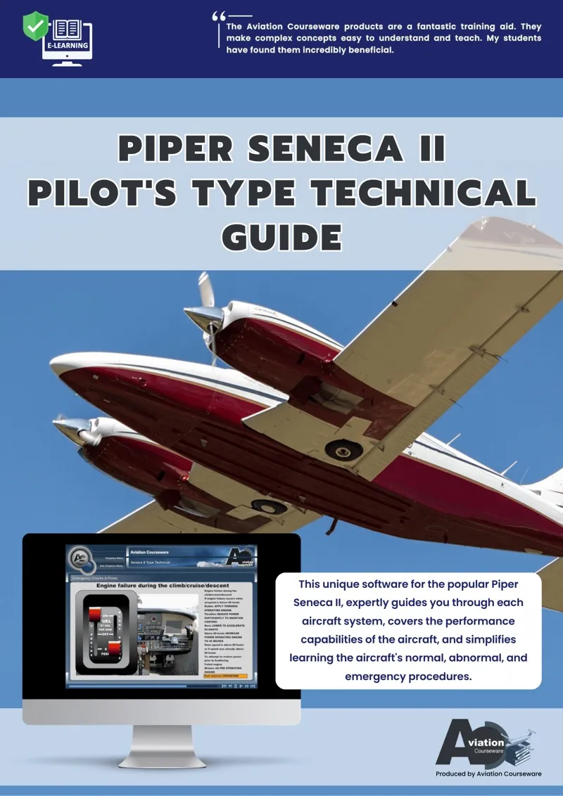 Piper Seneca II Pilot's Type Technical Guide — Aviation Courseware interactive pilot training software cover